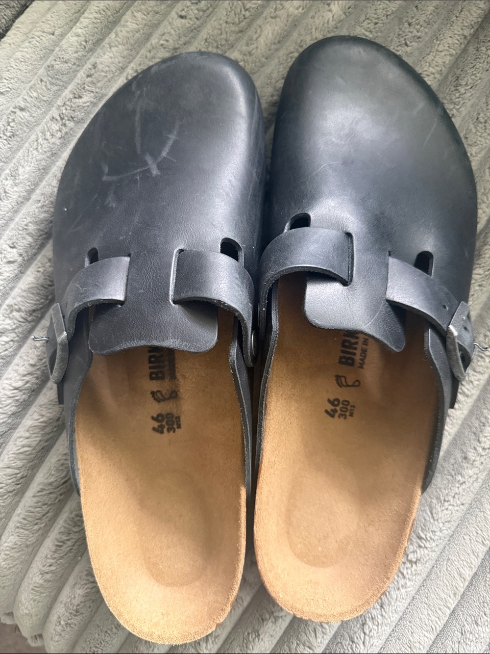 Birkenstock Black Leather Men's Clogs with Adjustable Strap